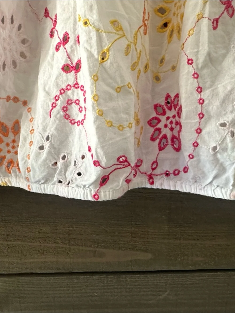 MAEVE White Embroidered Peasant Blouse with Pink & Yellow Floral Accents